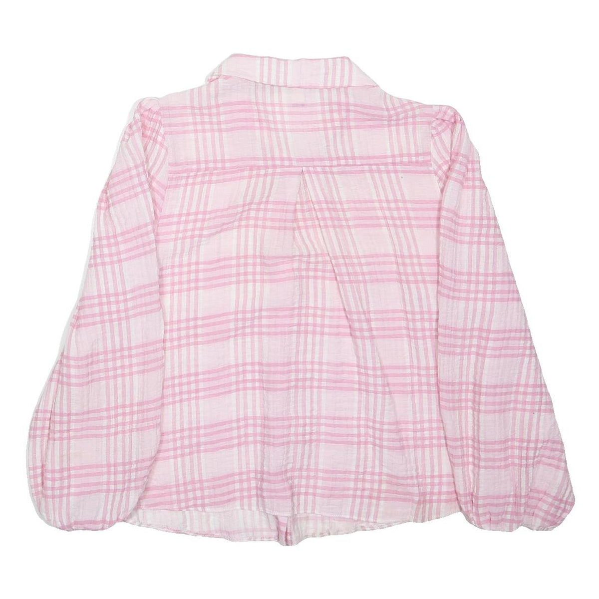 RIVER ISLAND Womens Pink Check Blouse Long Sleeve Button Neck M Casual Top