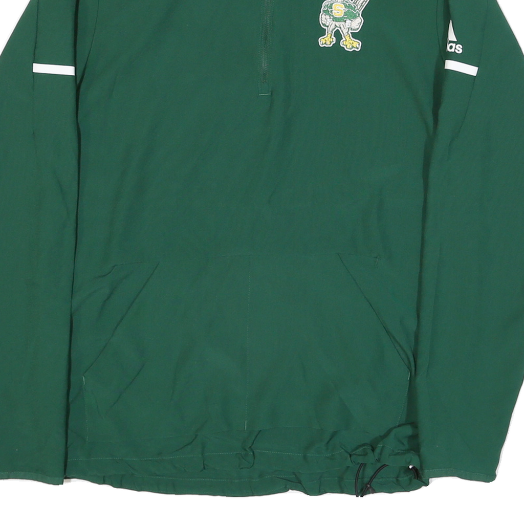 ADIDAS Mens Green Polyester Blend Jacket S Zip Plain Sports Casual Training