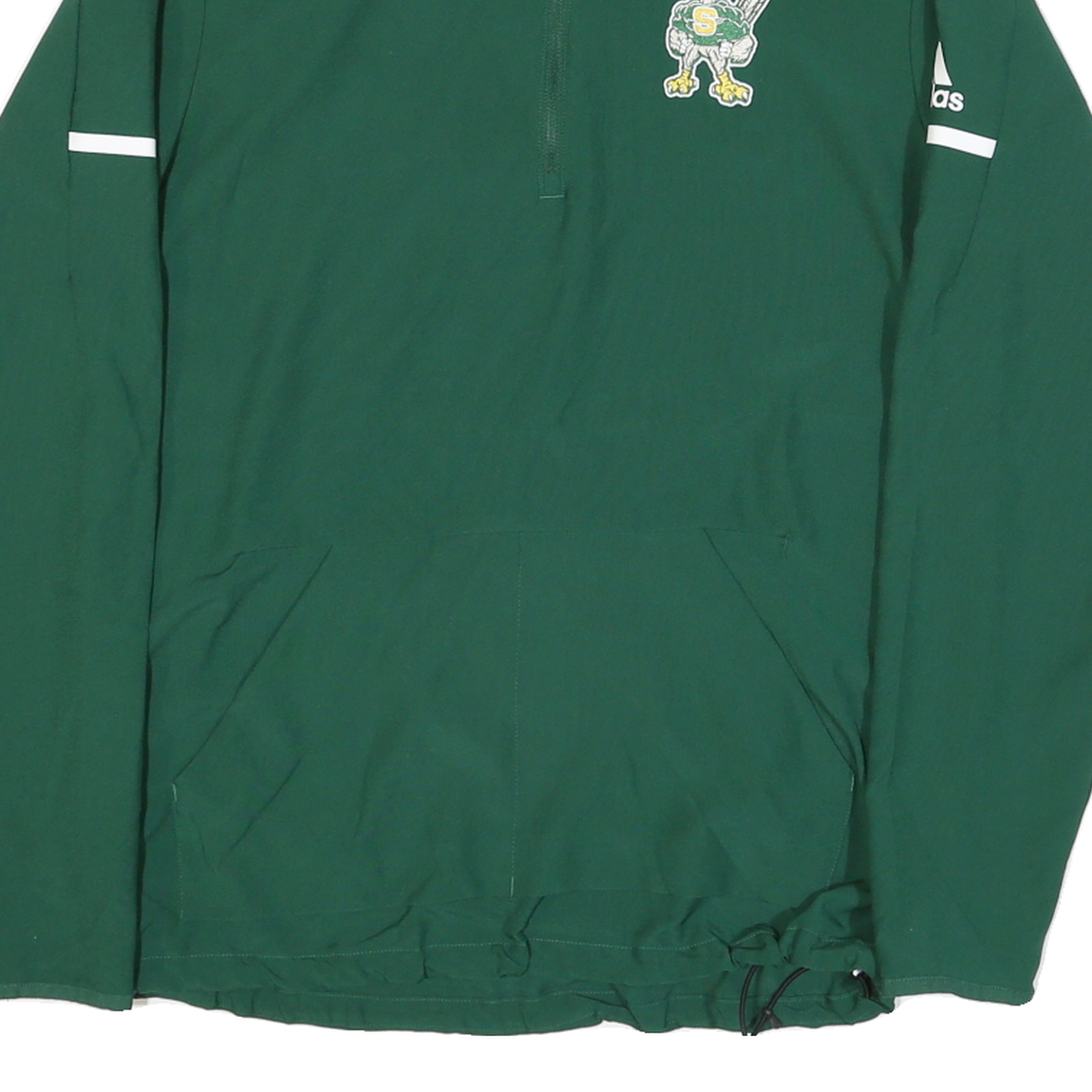 ADIDAS Mens Green Polyester Blend Jacket S Zip Plain Sports Casual Training