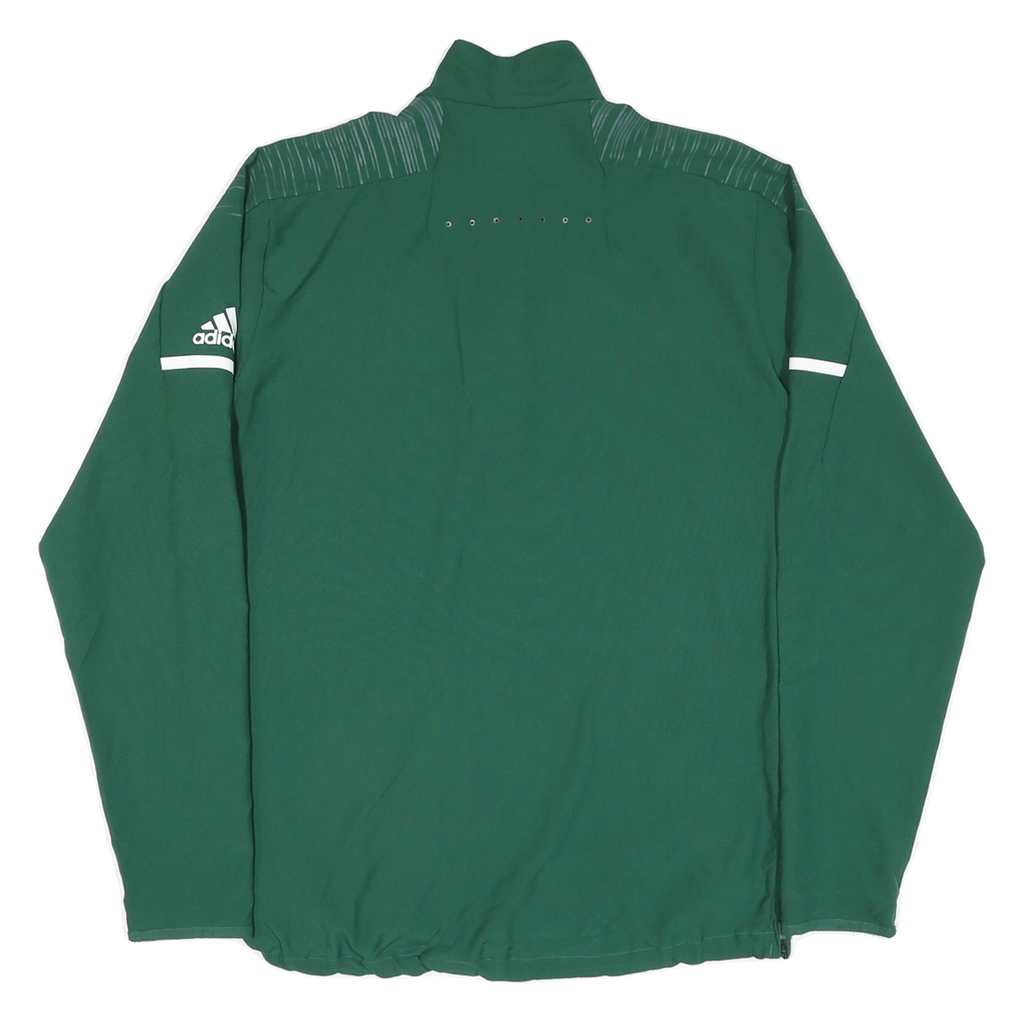 ADIDAS Mens Green Polyester Blend Jacket S Zip Plain Sports Casual Training