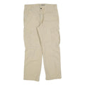 CARHARTT Mens Relaxed Beige Cargo Trousers W33 L30 Cotton Blend Zip Closure