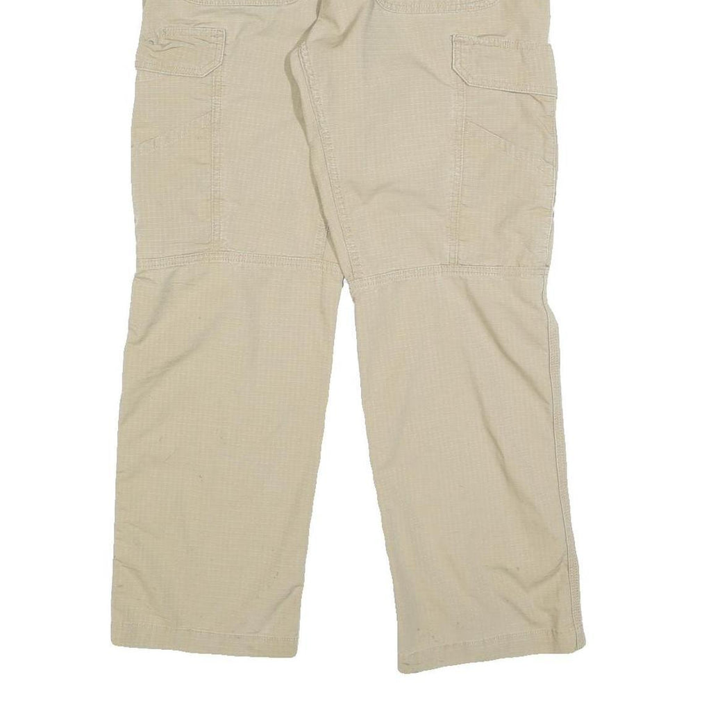 CARHARTT Mens Relaxed Beige Cargo Trousers W33 L30 Cotton Blend Zip Closure