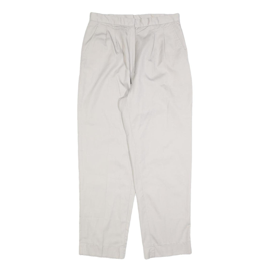 Womens Relaxed Fit Cotton Blend Trousers White W30 L28 Classic Zip Casual