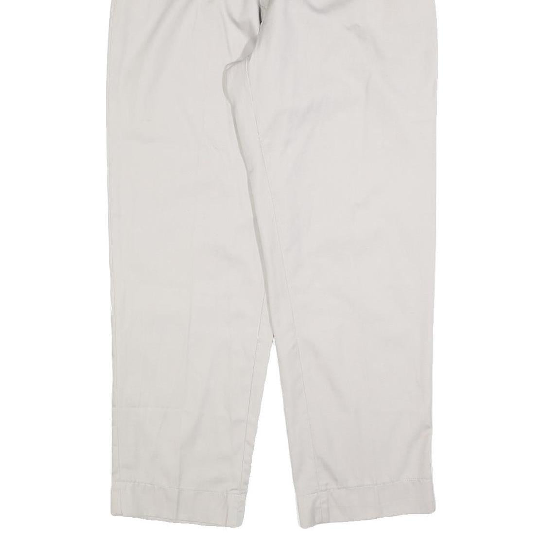 Womens Relaxed Fit Cotton Blend Trousers White W30 L28 Classic Zip Casual