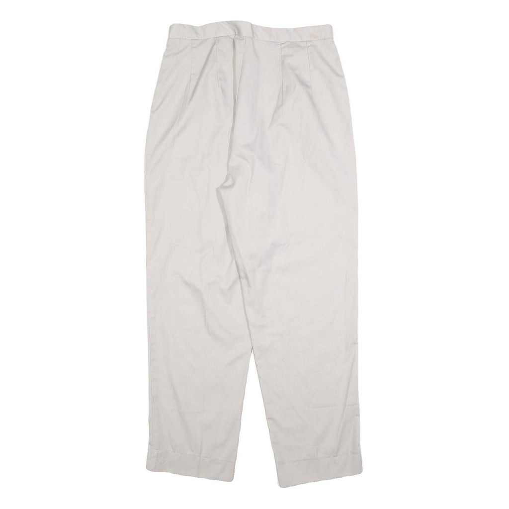 Womens Relaxed Fit Cotton Blend Trousers White W30 L28 Classic Zip Casual