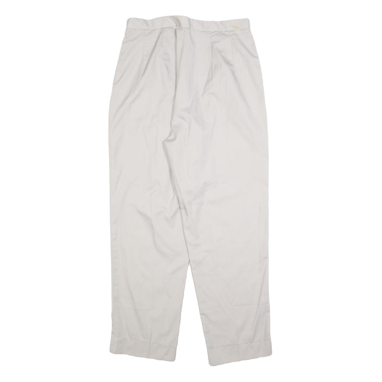 Womens Relaxed Fit Cotton Blend Trousers White W30 L28 Classic Zip Casual