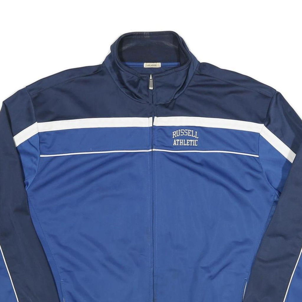 RUSSELL ATHLETIC Mens Blue & Navy Zip Jacket 2XL Polyester Blend Track Casual