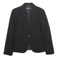 ZARA Womens Black Blazer Jacket UK 8 Woven Classic Button Closure Tailored
