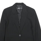 ZARA Womens Black Blazer Jacket UK 8 Woven Classic Button Closure Tailored