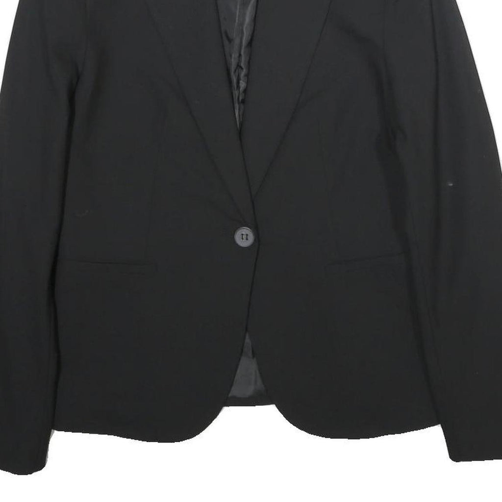 ZARA Womens Black Blazer Jacket UK 8 Woven Classic Button Closure Tailored