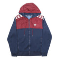 ADIDAS Mens Navy & Burgundy Hooded Zip Jacket L Polyester Blend Sportswear