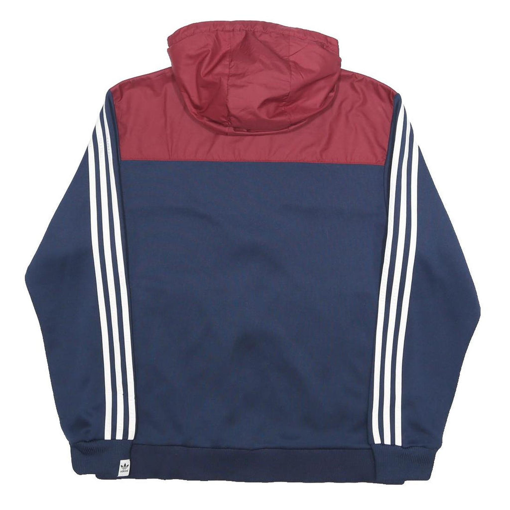 ADIDAS Mens Navy & Burgundy Hooded Zip Jacket L Polyester Blend Sportswear