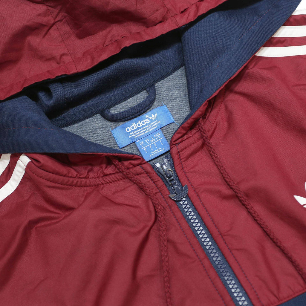ADIDAS Mens Navy & Burgundy Hooded Zip Jacket L Polyester Blend Sportswear