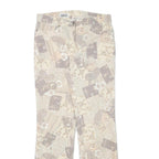 SPECIAL Womens Cotton Blend Beige Patchwork Floral Regular Fit Straight Leg