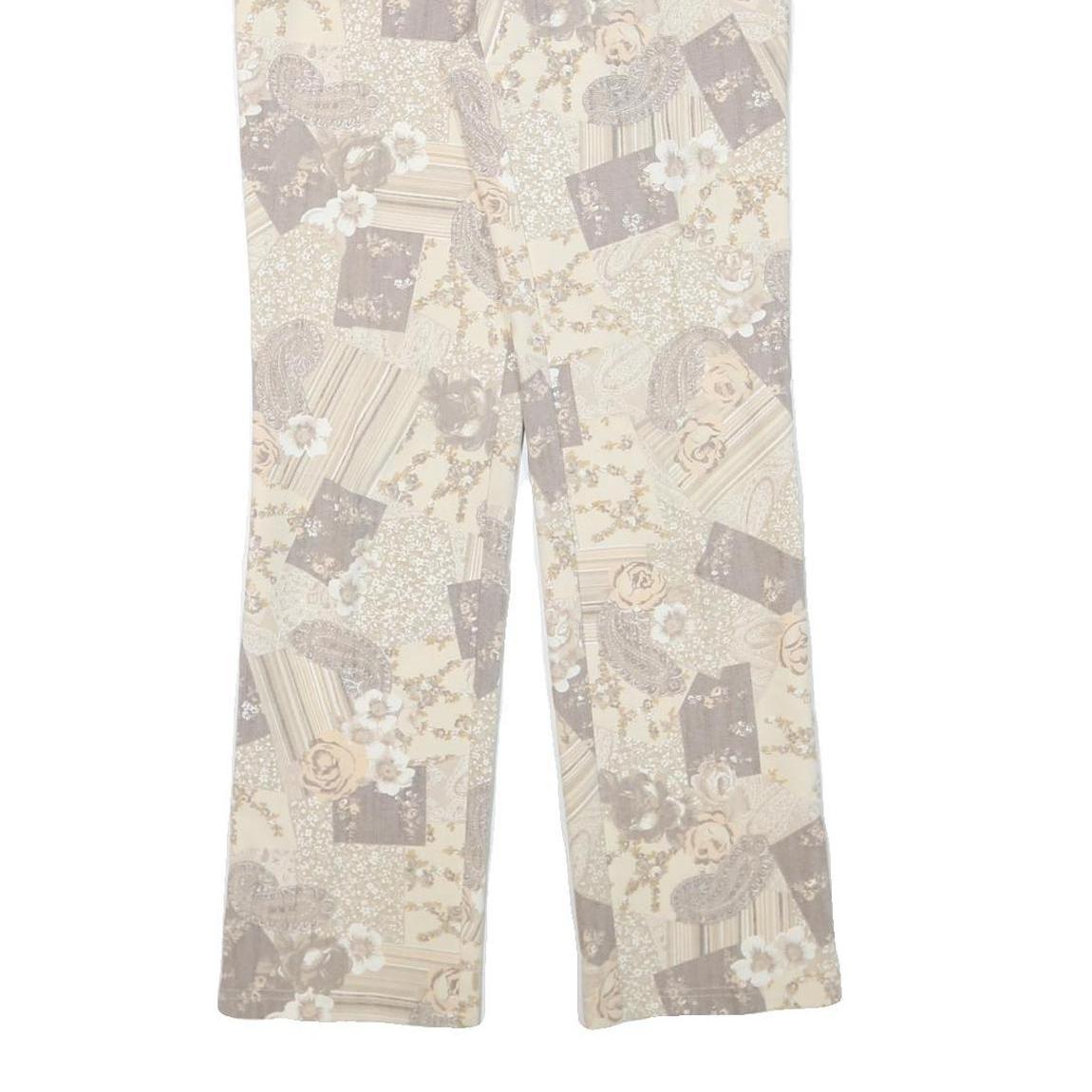 SPECIAL Womens Cotton Blend Beige Patchwork Floral Regular Fit Straight Leg