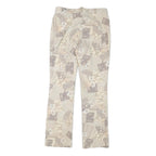 SPECIAL Womens Cotton Blend Beige Patchwork Floral Regular Fit Straight Leg