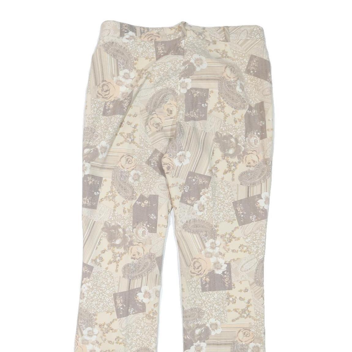 SPECIAL Womens Cotton Blend Beige Patchwork Floral Regular Fit Straight Leg