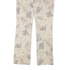 SPECIAL Womens Cotton Blend Beige Patchwork Floral Regular Fit Straight Leg