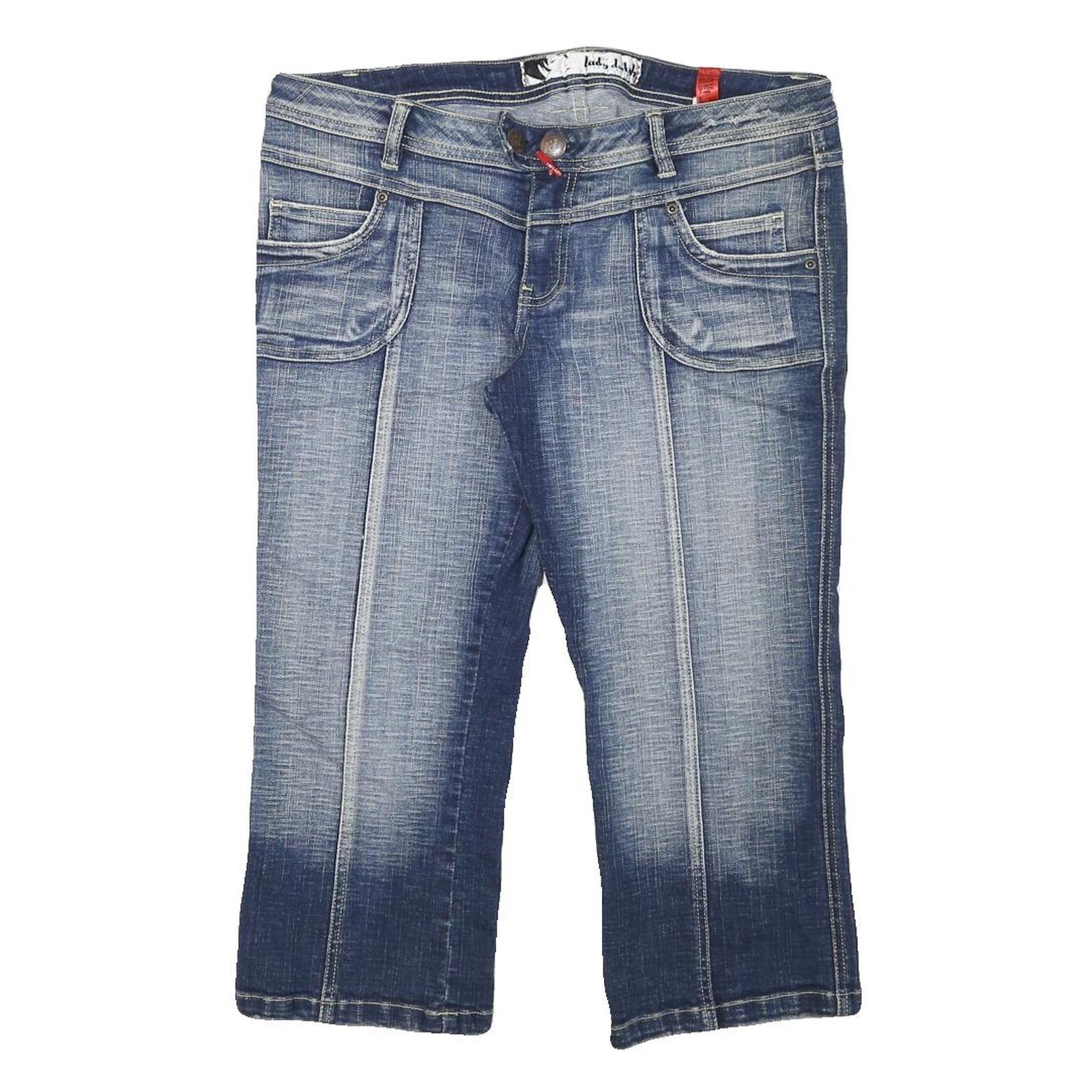 LADY DUTCH Womens Denim Blue Cotton Blend Casual Shorts XL W34 Faded Wash