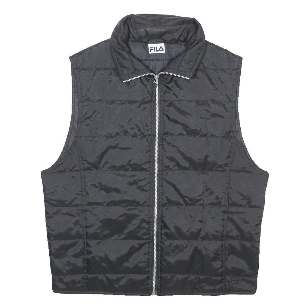 FILA Mens Black Lightweight Puffer Jacket S Polyamide Zip Front