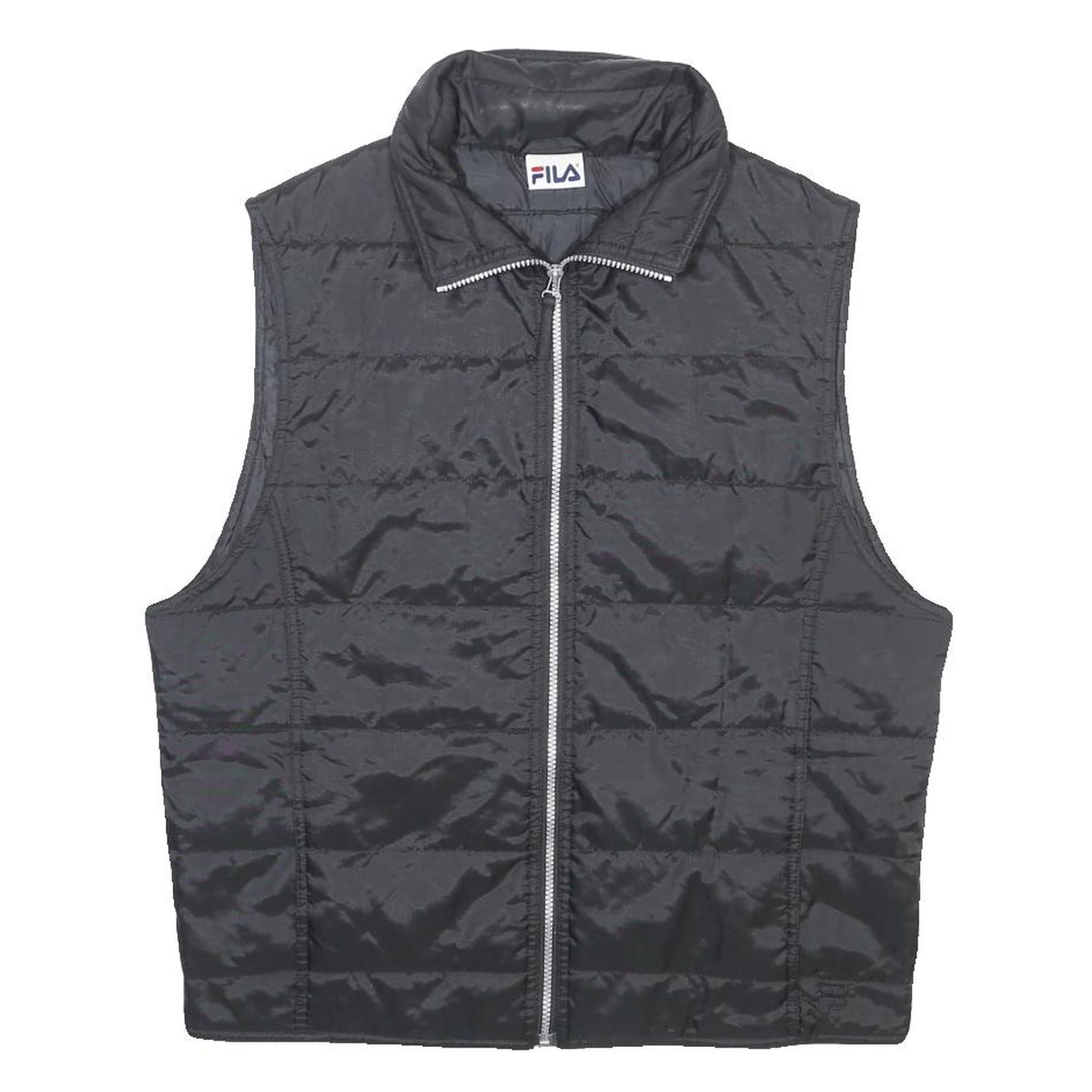 FILA Mens Black Lightweight Puffer Jacket S Polyamide Zip Front