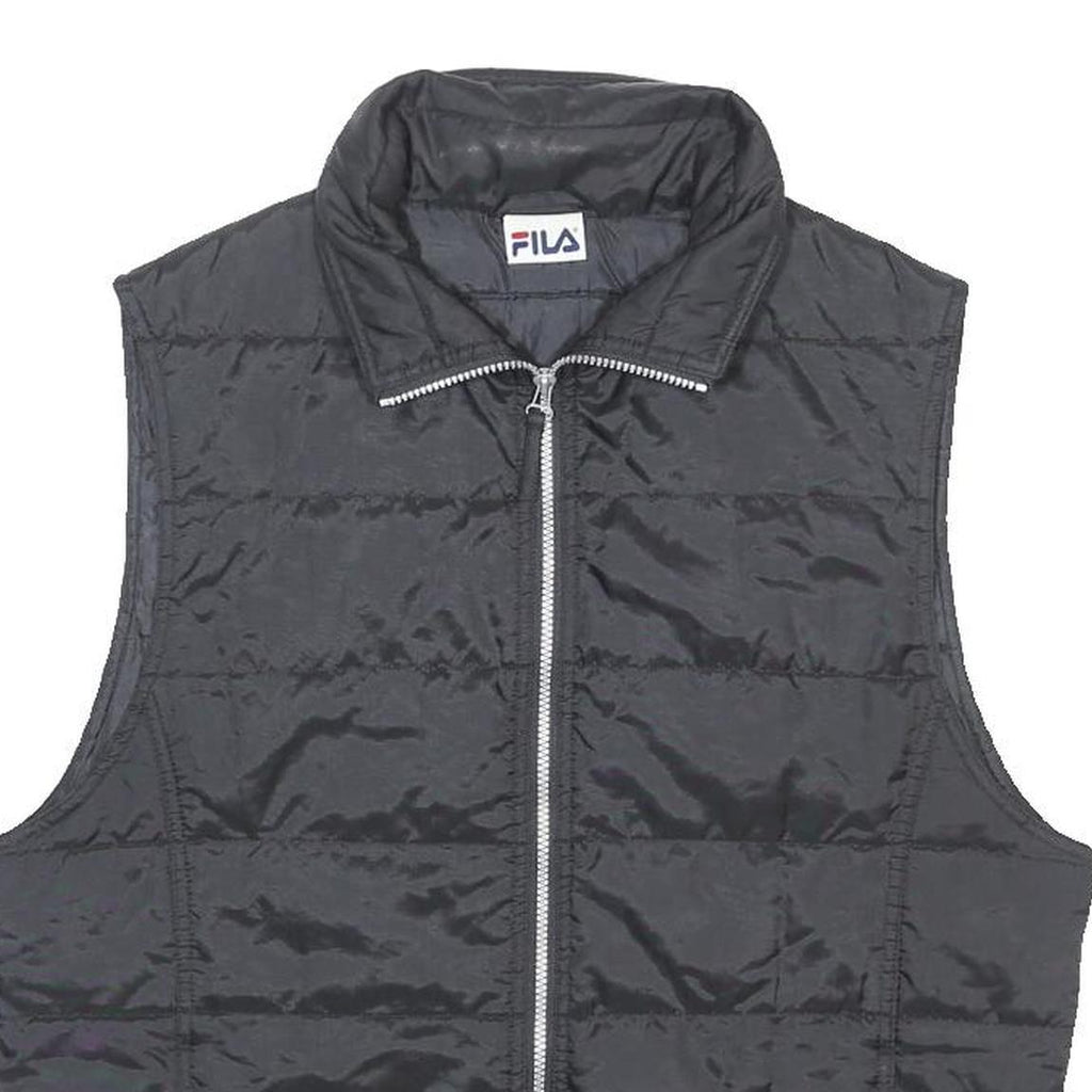 FILA Mens Black Lightweight Puffer Jacket S Polyamide Zip Front