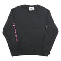 ADIDAS Mens Black Crew Neck Sweatshirt L Pink Logo Graphic Print