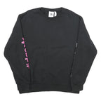 ADIDAS Mens Black Crew Neck Sweatshirt L Pink Logo Graphic Print