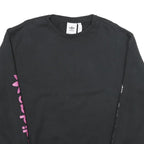 ADIDAS Mens Black Crew Neck Sweatshirt L Pink Logo Graphic Print
