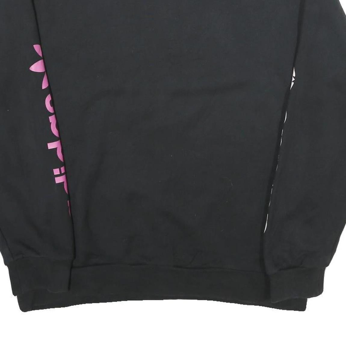 ADIDAS Mens Black Crew Neck Sweatshirt L Pink Logo Graphic Print