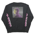 ADIDAS Mens Black Crew Neck Sweatshirt L Pink Logo Graphic Print