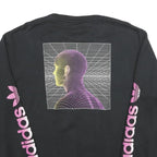 ADIDAS Mens Black Crew Neck Sweatshirt L Pink Logo Graphic Print