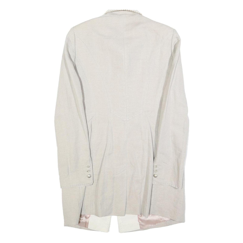 WHITE LABEL Womens Cream Linen Blend Tailored Jacket UK 12 Button Closure Plain