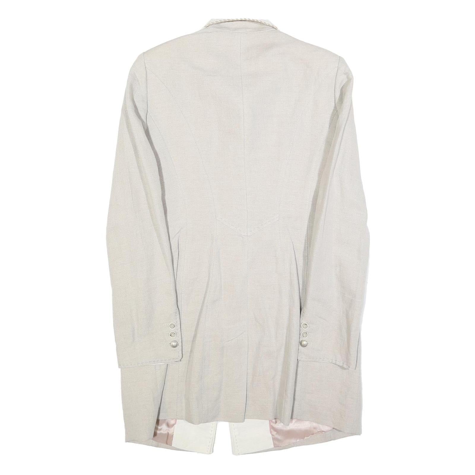 WHITE LABEL Womens Cream Linen Blend Tailored Jacket UK 12 Button Closure Plain