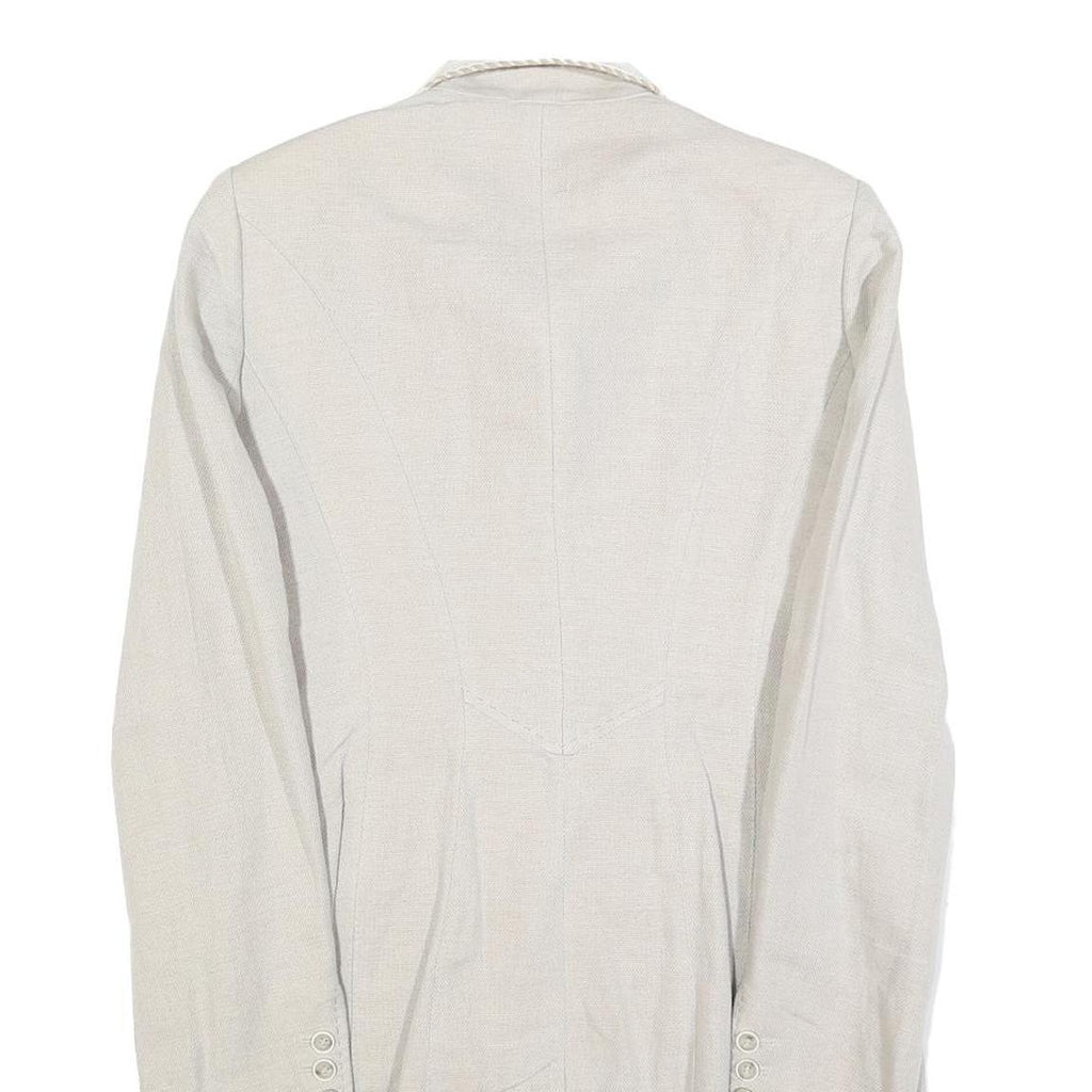 WHITE LABEL Womens Cream Linen Blend Tailored Jacket UK 12 Button Closure Plain