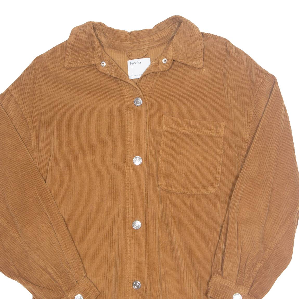 BERSHKA Womens Blouse Brown Collared Long Sleeve L