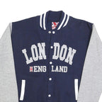 COOL FASHION Mens Navy Blue & Grey London England Varsity Jacket XL Cotton Blend