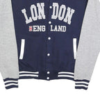 COOL FASHION Mens Navy Blue & Grey London England Varsity Jacket XL Cotton Blend