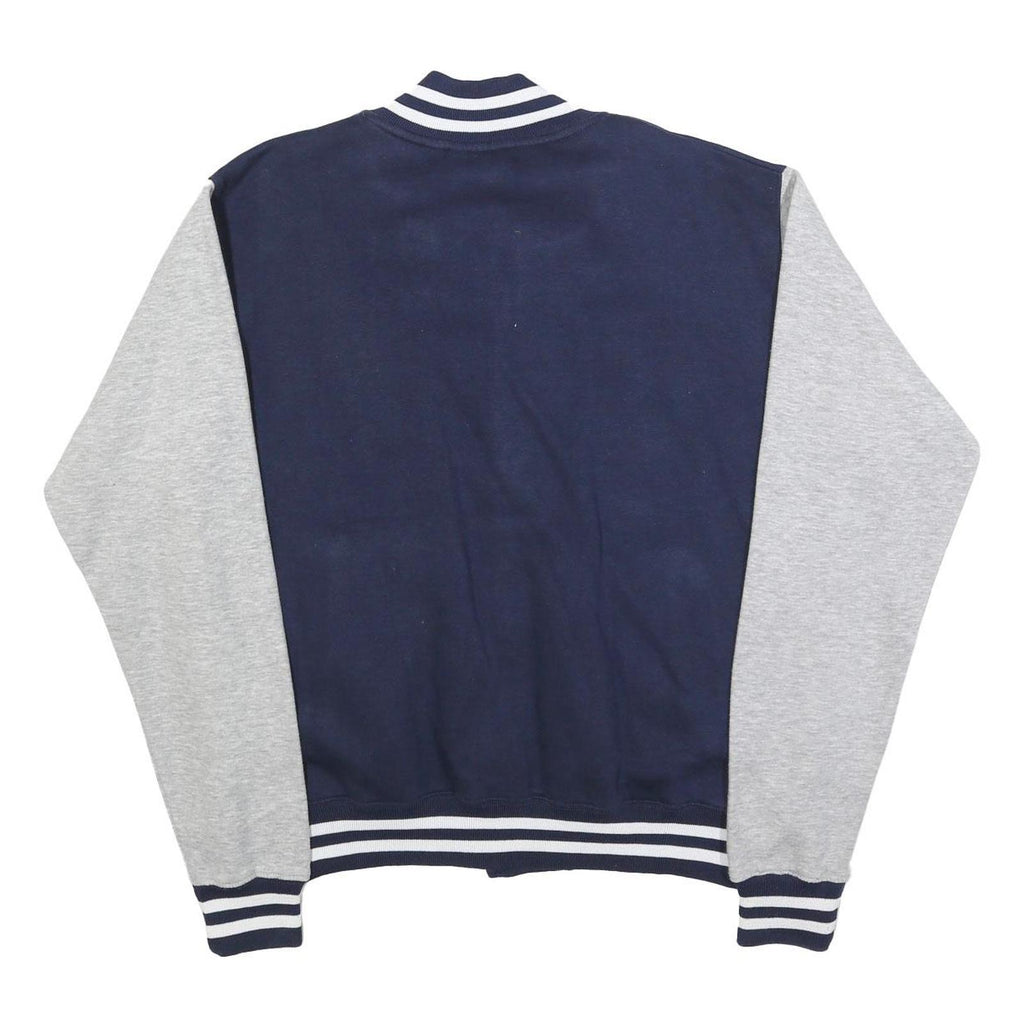 COOL FASHION Mens Navy Blue & Grey London England Varsity Jacket XL Cotton Blend