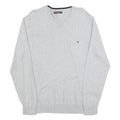 BEN SHERMAN Mens Grey Plain Cotton Jumper Crew Neck Basic Knit L Casual