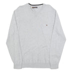 BEN SHERMAN Mens Grey Plain Cotton Jumper Crew Neck Basic Knit L Casual