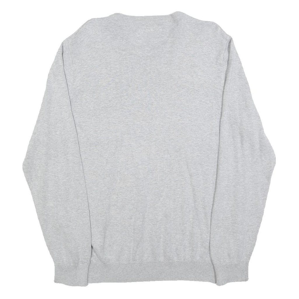 BEN SHERMAN Mens Grey Plain Cotton Jumper Crew Neck Basic Knit L Casual