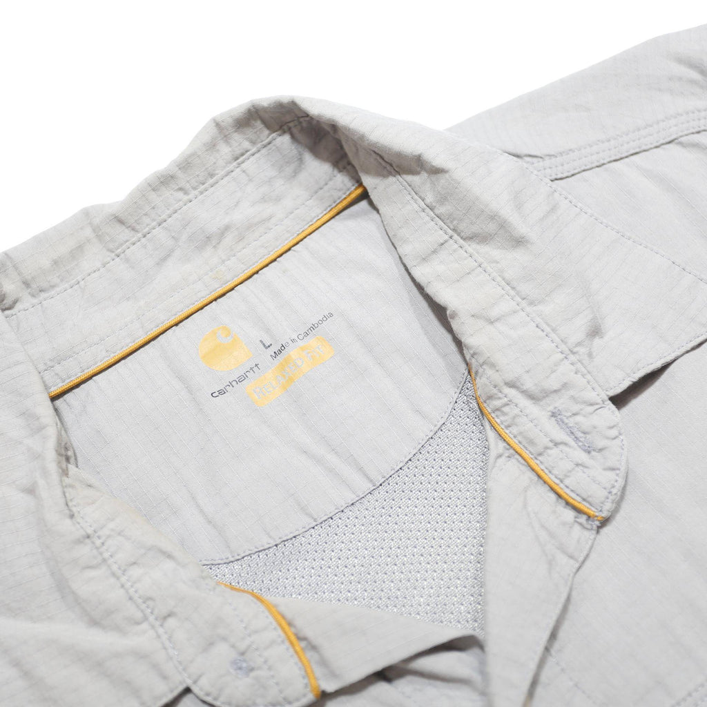 CARHARTT Mens Grey Workwear Cotton Blend Shirt L Utility Pocket Logo