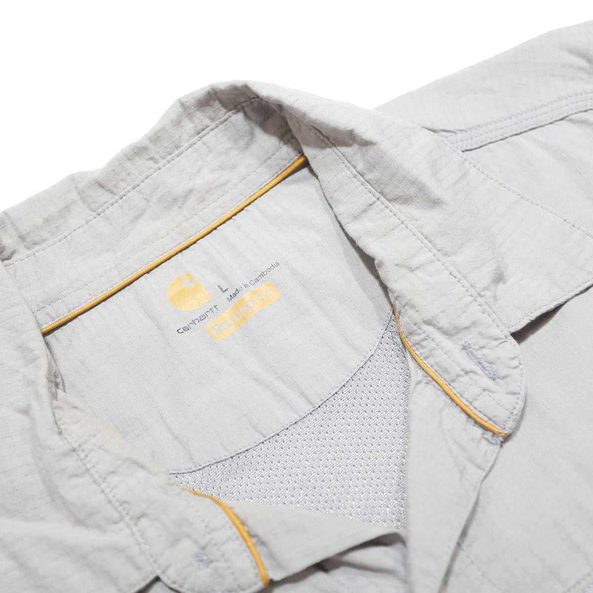 CARHARTT Mens Grey Workwear Cotton Blend Shirt L Utility Pocket Logo
