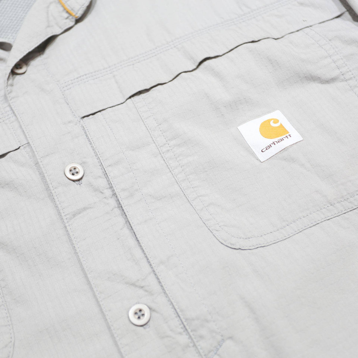 CARHARTT Mens Grey Workwear Cotton Blend Shirt L Utility Pocket Logo
