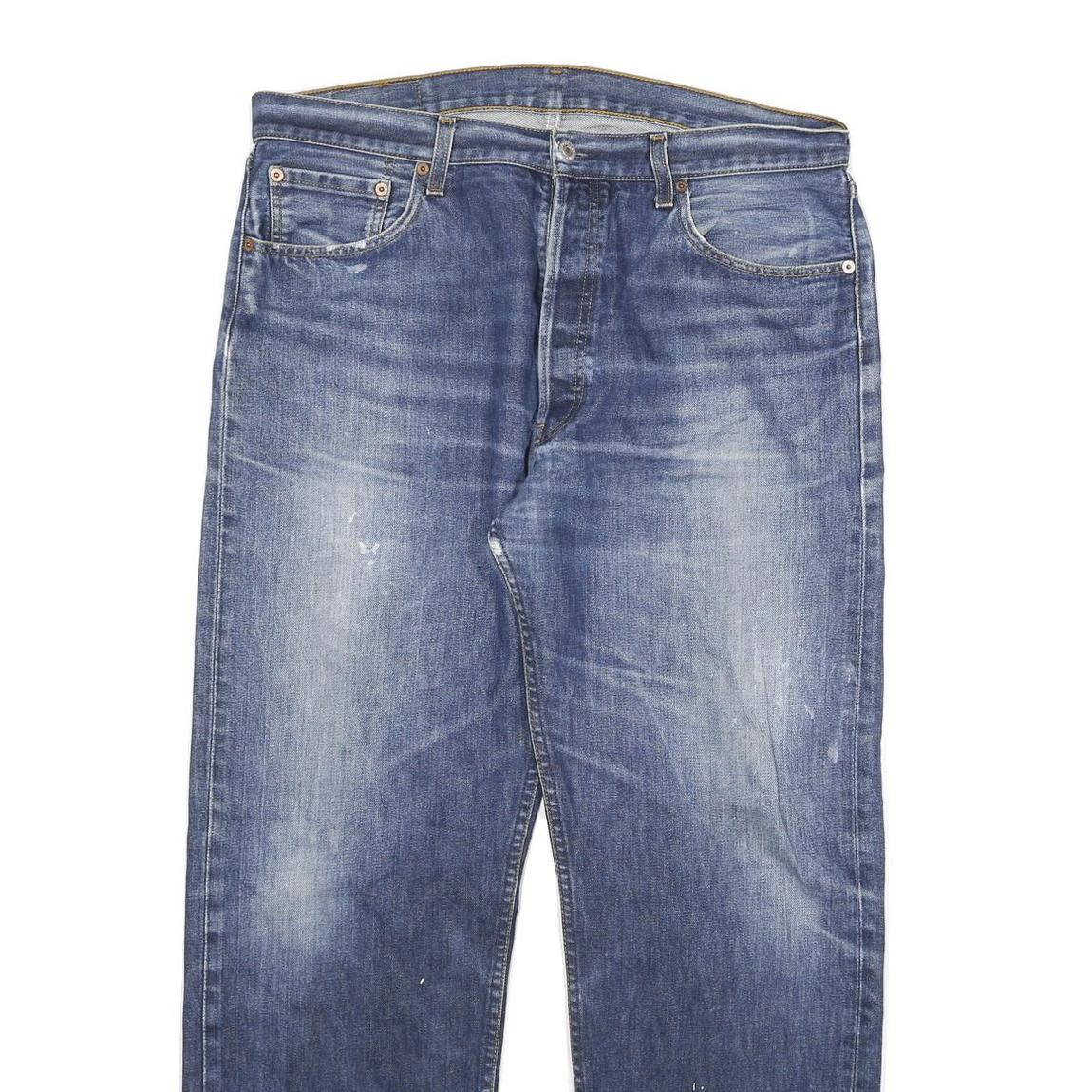 LEVI'S Mens Blue Cotton Blend Regular Straight Denim W36 L30 Classic Fit Jeans