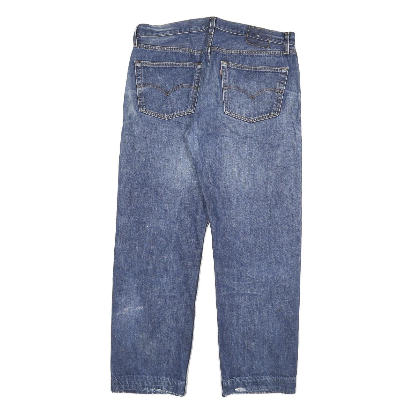 LEVI'S Mens Blue Cotton Blend Regular Straight Denim W36 L30 Classic Fit Jeans