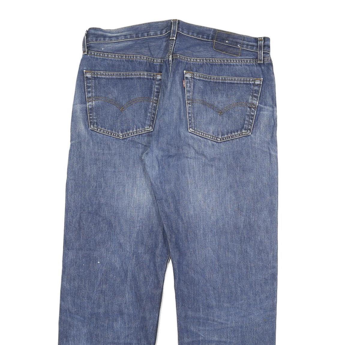 LEVI'S Mens Blue Cotton Blend Regular Straight Denim W36 L30 Classic Fit Jeans