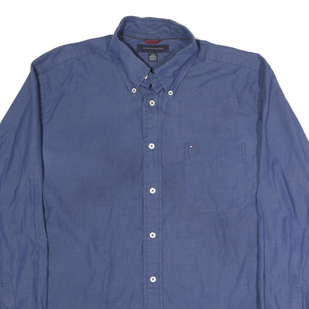 TOMMY HILFIGER Mens Blue Shirt L Button-Down Collar Long Sleeve Cotton Classic
