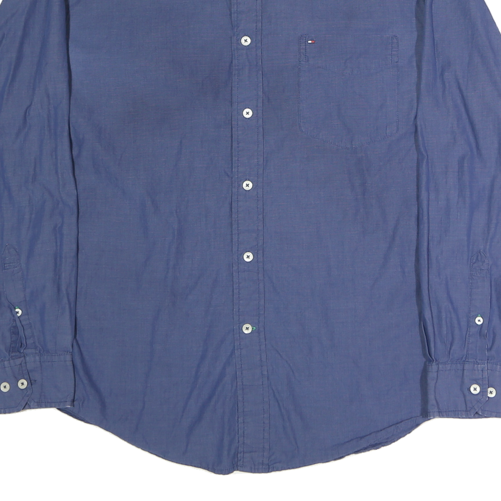 TOMMY HILFIGER Mens Blue Shirt L Button-Down Collar Long Sleeve Cotton Classic